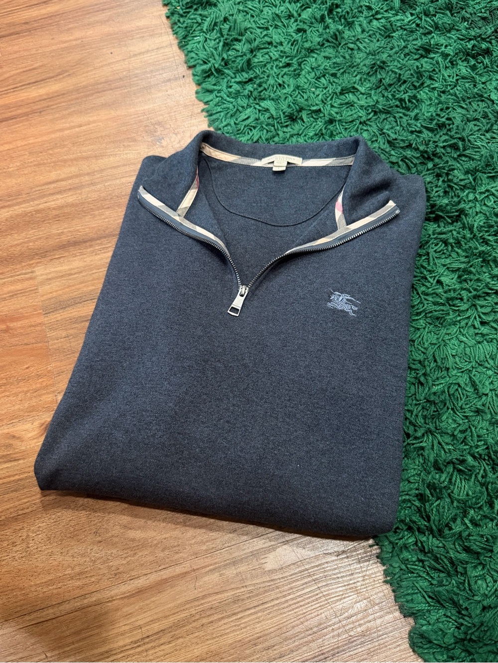Burberry Quarter Zip Pullover - Charcoal | Size L Preowned